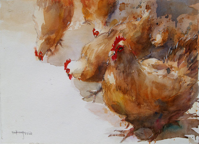Gallinas 2 /Acuarela