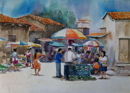Milton Pocasangre
Mercado II /
Acuarela
