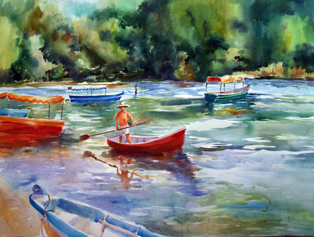 LAgo de Ilopango (apunte) / Acuarela