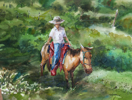 Jinete / acuarela/
Milton Pocasangre