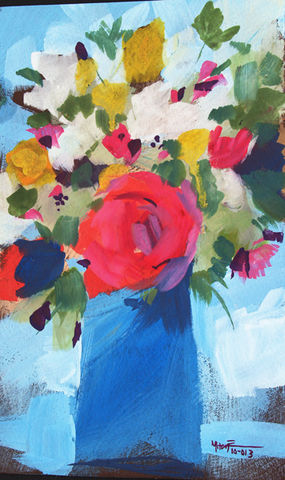 Arreglo Floral .
Autor: Milton Pocasangre
Tecnica: Gouache