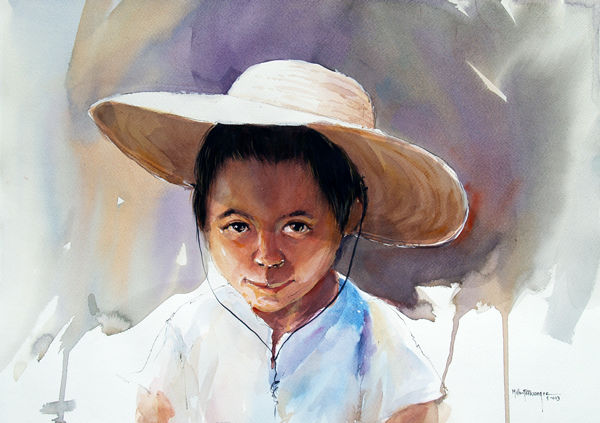 Milton Pocasangre
Niño con sombrero /
Acuarela